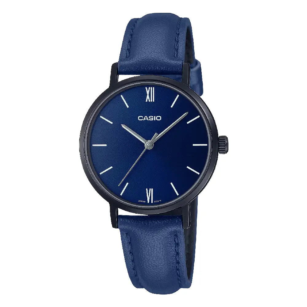 Casio Enticer Ladies Analog LTP-VT02BL-2AUDF Blue Dial Leather Strap Women's Watch