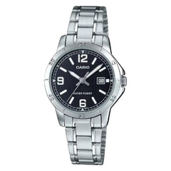 Casio Classic Analog LTP-V004D-1B2UDF Black Dial Stainless Steel Women's Watch