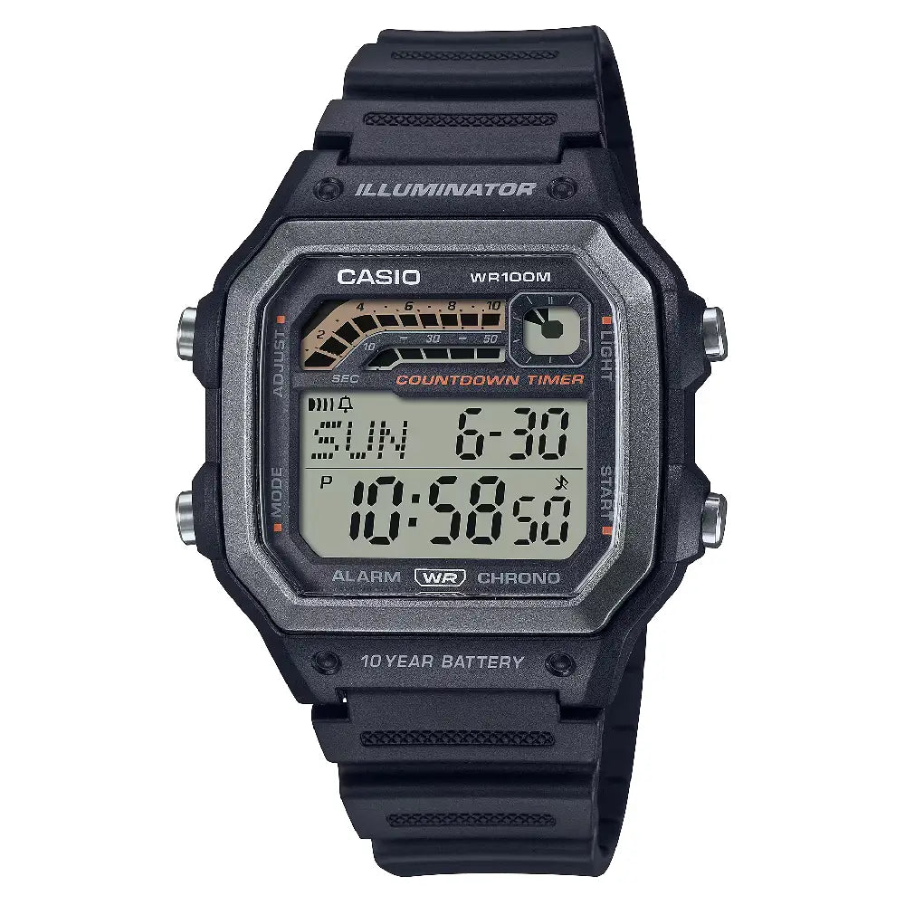 Casio Sports Digital WS-1600H-1AVDF Black Display Dial Resin Strap Men's Watch