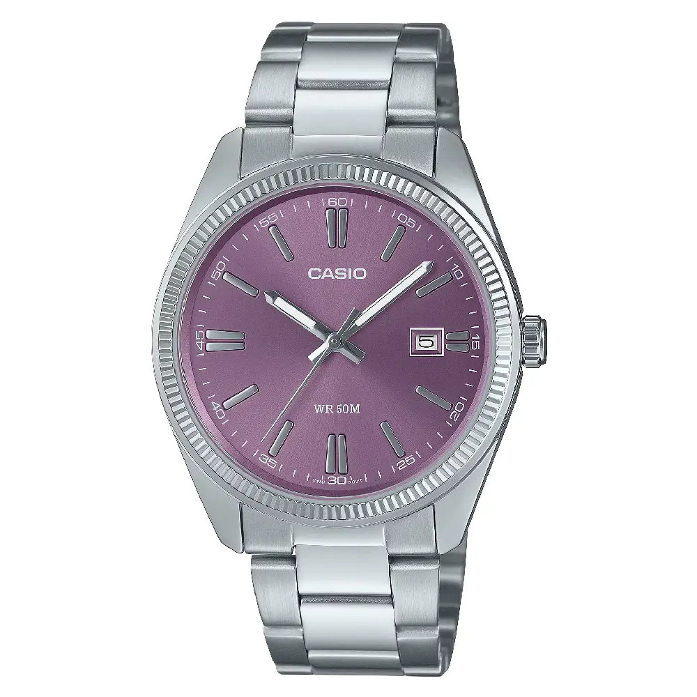 Casio Collection Analog MTP-1302PD-6AVEF Purple Dial Stainless Steel Men's Watch