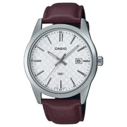 Casio Enticer MTP-VD03L-5AUDF Date Analog White Dial Leather Strap Men's Watch