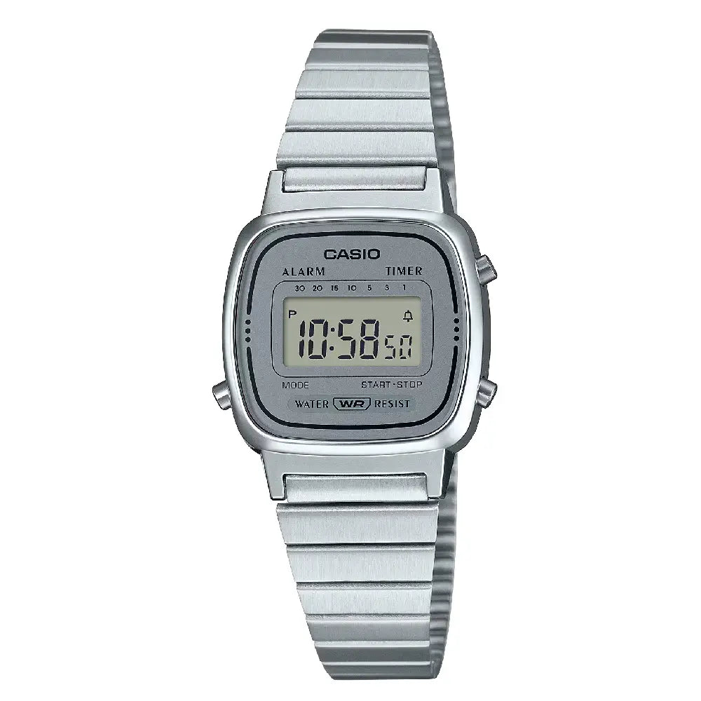 Casio Vintage Digital LA670WA-7DF Grey Dial Stainless Steel Women's Watch
