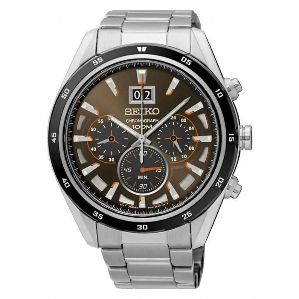 Seiko Criteria SPC215P1 Chronograph Quartz Brown Dial Stainless Steel Men's Watch