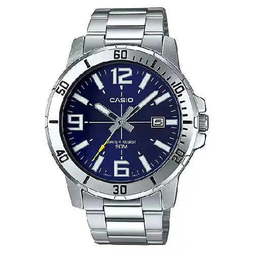 Casio Enticer MTP-VD01D-2BVUDF Date Analog Blue Dial Stainless Steel Men's Watch