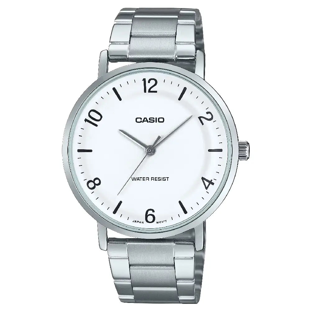 Casio Enticer Analog MTP-VT03D-7BDF White Dial Stainless Steel Men's Watch