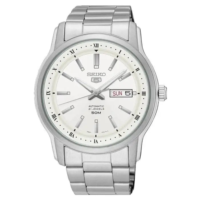 Seiko 5 Automatic SNKP09K1 White Dial 42mm Stainless Steel Men's Watch