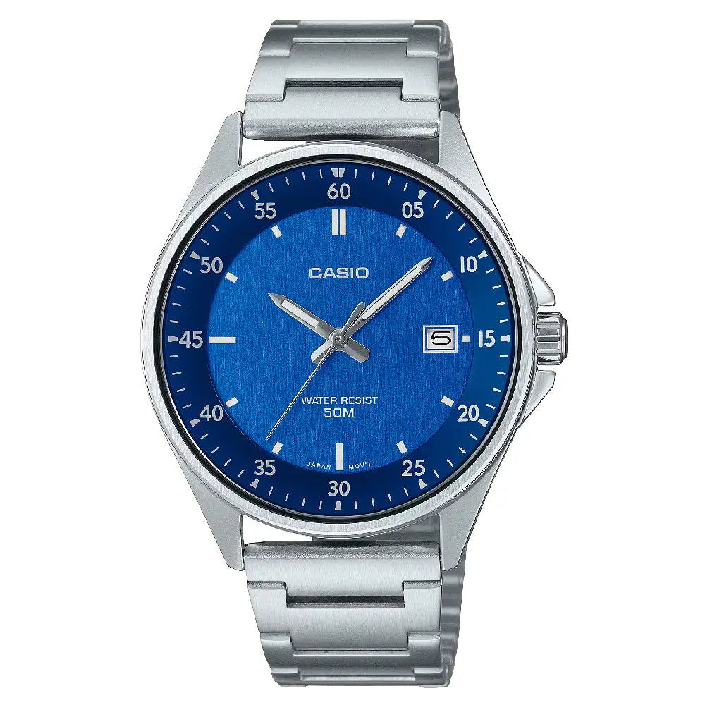 Casio Enticer MTP-E705D-2EVDF Date Analog Blue Dial Stainless Steel Men's Watch