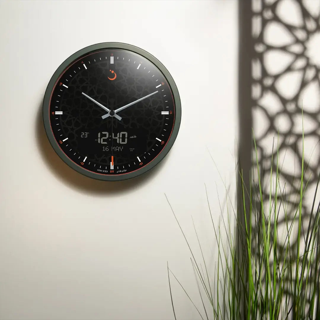 Al Fajr CR-23B Wall Clock Analog & Digital Display Black