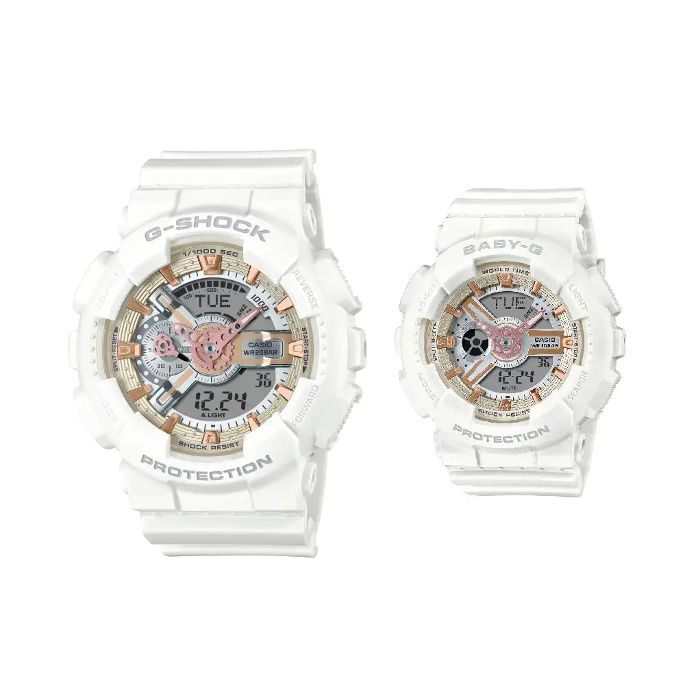 Casio LOV-24A-7A G-Shock Baby-G Lover's Collection Digital Analog White Dial Resin Strap Couples Watch Collection
