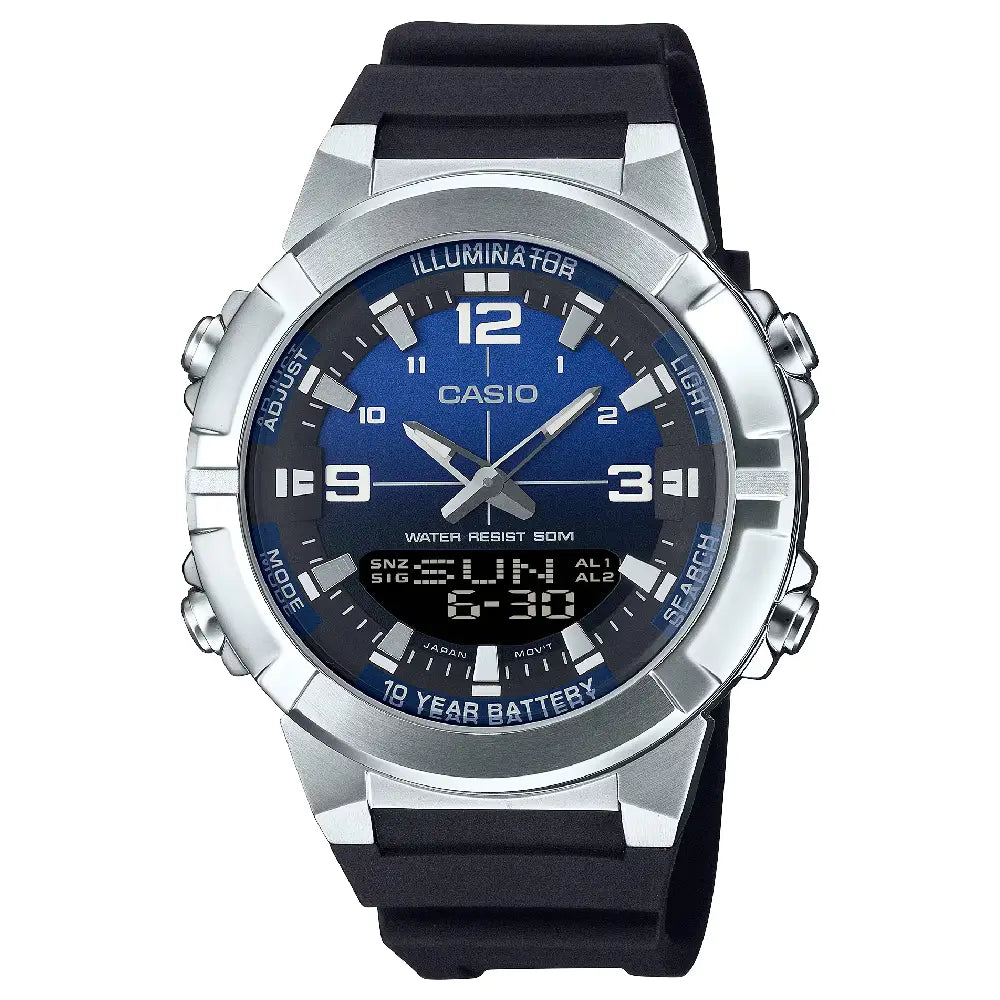 Casio Standard Analog-Digital AMW-870A-2A Blue Dial 44mm Resin Strap Men's Watch
