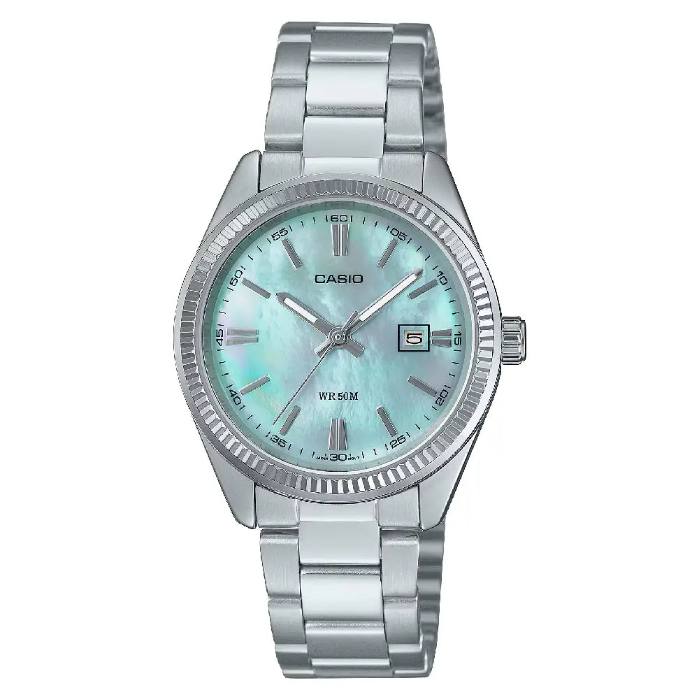 Casio Classic Analog LTP-1302DS-2AVDF Blue Mother of Pearl Dial 30mm Stainless Steel Women's Watch