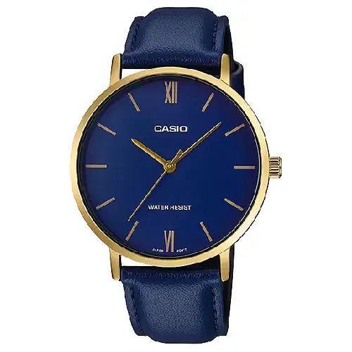 Casio Enticer Analog MTP-VT01GL-2BUDF Blue Dial Leather Strap Men's Watch