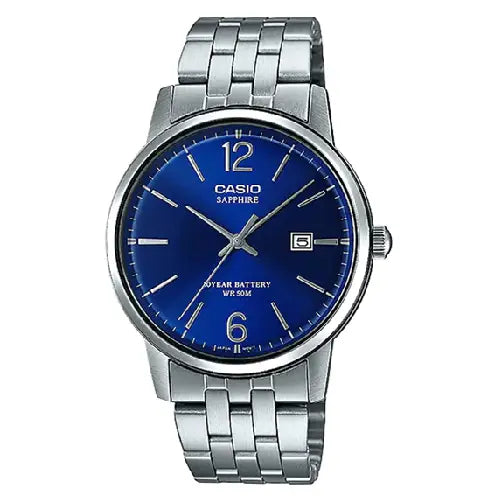 Casio Standard Analog MTS-110D-2AVDF Day Date Analog Blue Dial Stainless Steel Men's Watch