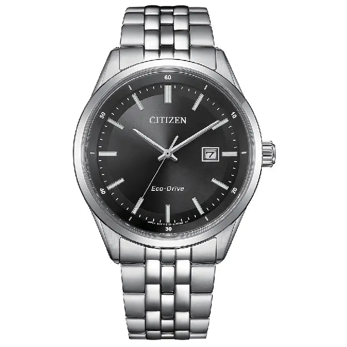 Citizen BM7560-59E Eco Drive men's watch black dial front view
