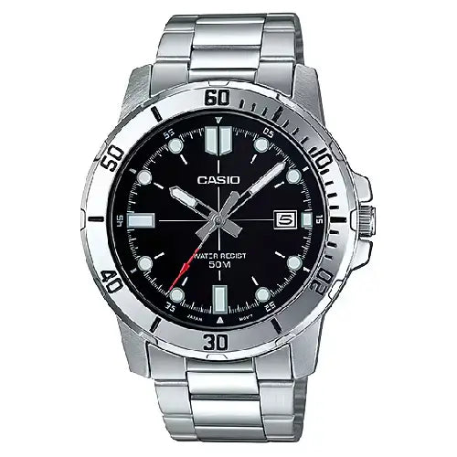 Casio Enticer MTP-VD01D-1EVUDF Date Analog Black Dial Stainless Steel Men's Watch