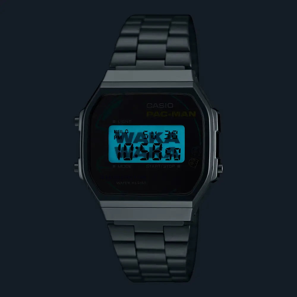 Casio Vintage Digital A168WEPC-7ADR PAC-MAN Graphics Dial Stainless Steel Unisex Watch