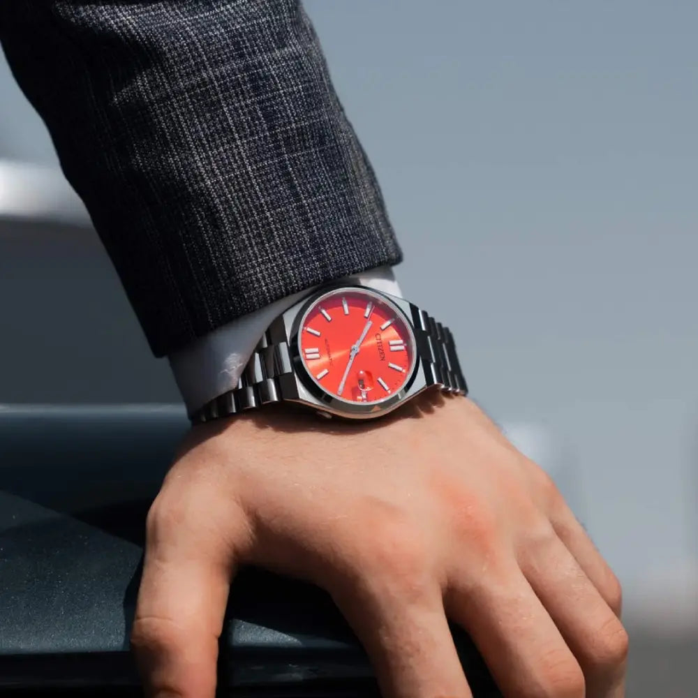 Citizen Tsuyosa NJ0158-89W automatic men's watch red dial stainless steel