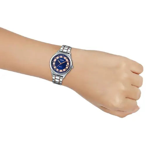 Casio Enticer Ladies Analog LTP-E141RG-2AVDF Blue Dial Stainless Steel Women's Watch