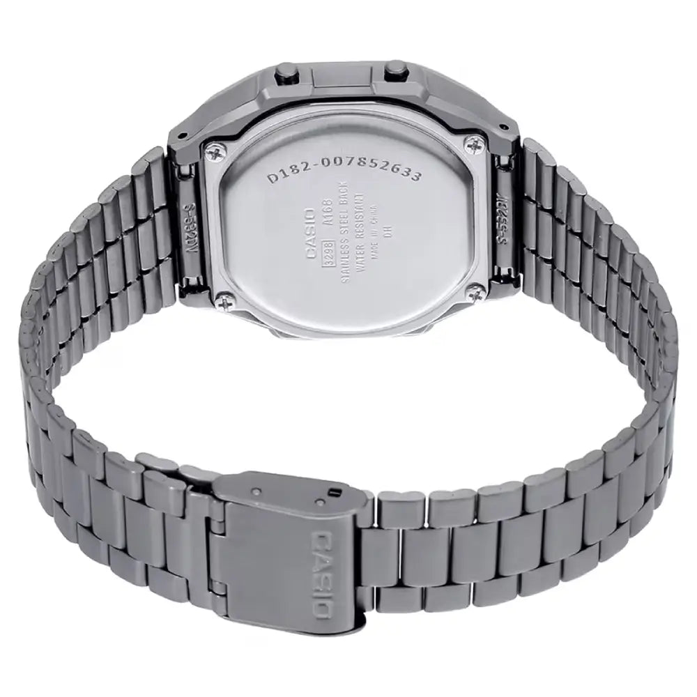 Casio Vintage Digital A168WGG-1BDF Black Dial Stainless Steel Unisex Watch