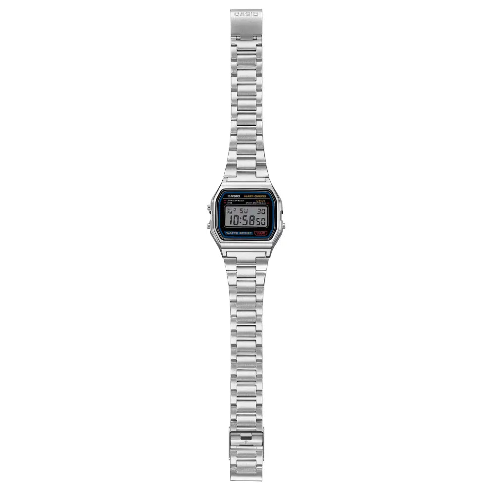 Casio Vintage Digital A158WA-1DF Black Dial Stainless Steel Unisex Watch