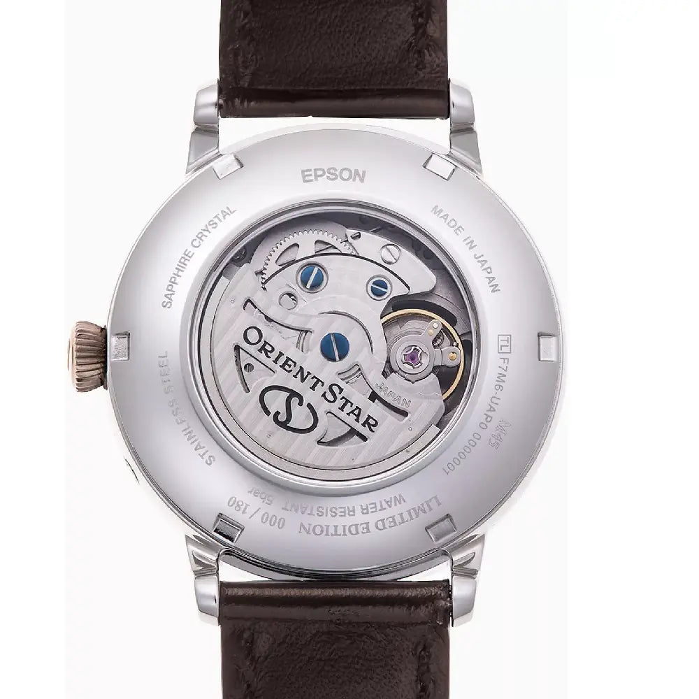 Orient Star RE-AY0121A00B Automatic Moon Phase Limited Edition (180 pieces worldwide) "Lake Tazawa" Mother-of-Pearl Dial 41mm Leather Strap Men's Watch