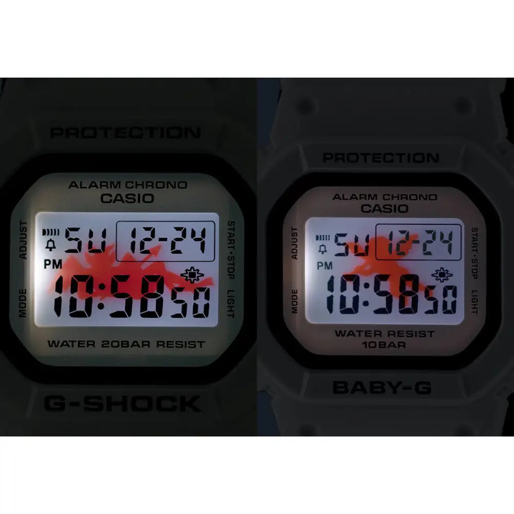 Casio G-Shock LOV-23A-7DR analog digital dial close up