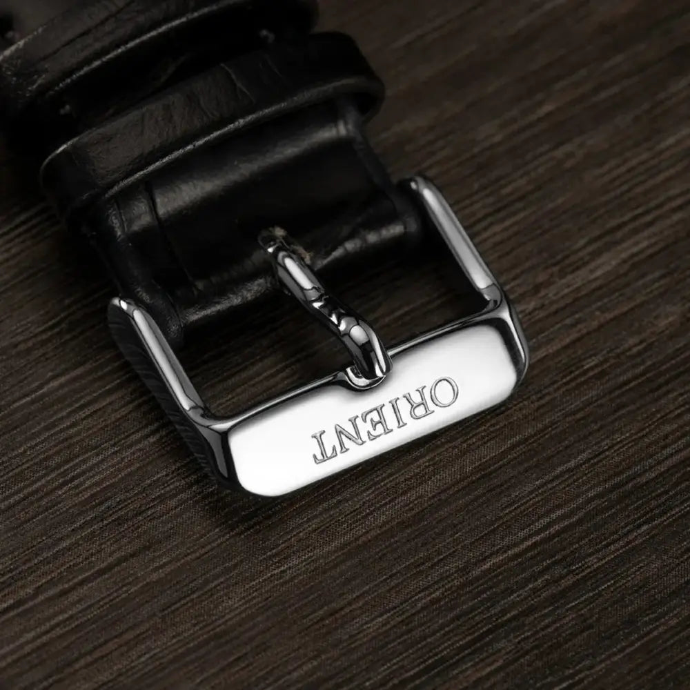 Orient TAC08004D0 Bambino blue dial men's watch with leather strap