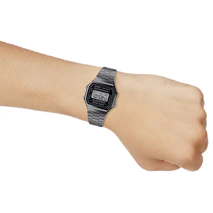 Casio Vintage Digital A168WGG-1ADF Black Dial Stainless Steel Unisex Watch