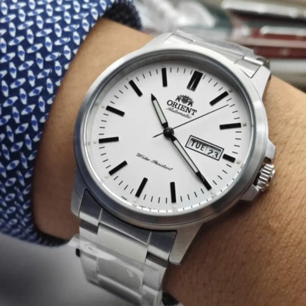 Orient RA-AA0C03S39B men's watch white dial stainless steel bracelet