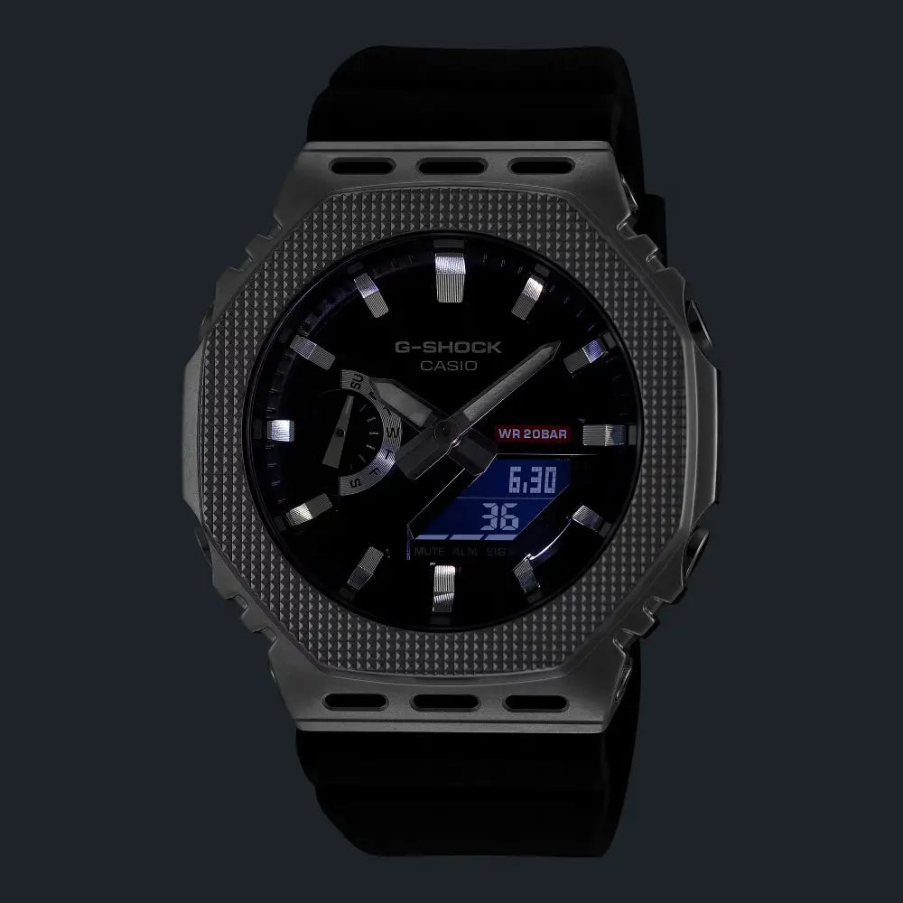 Casio G-Shock "Industrial Metal CasiOak" GM-2100M-1A Silver Dial 44.4mm Bio-Based Resin Strap Unisex Watch