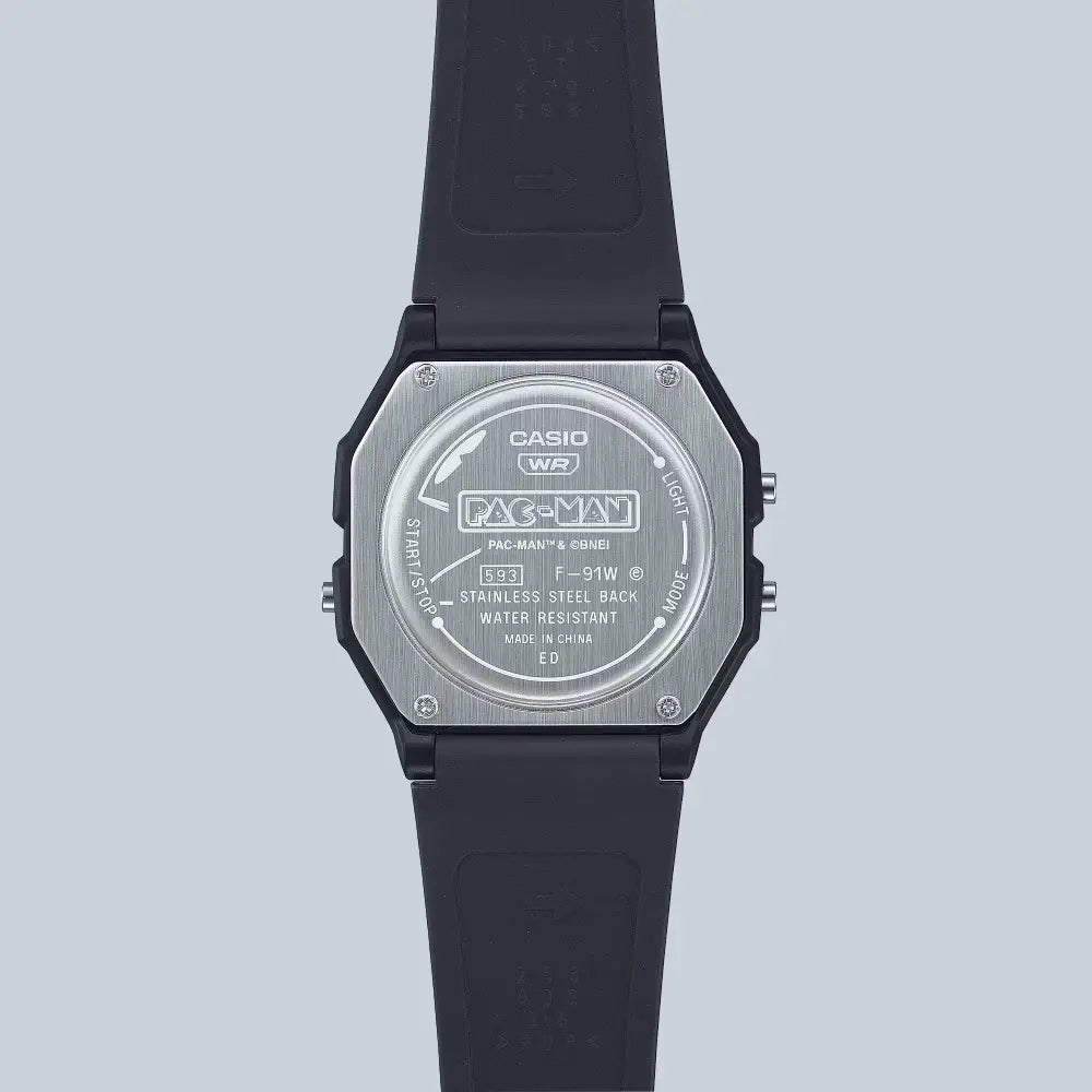 Casio Vintage F-91WPC-1ADR Pac-Man Edition Digital Black Dial Resin Strap Unisex Watch