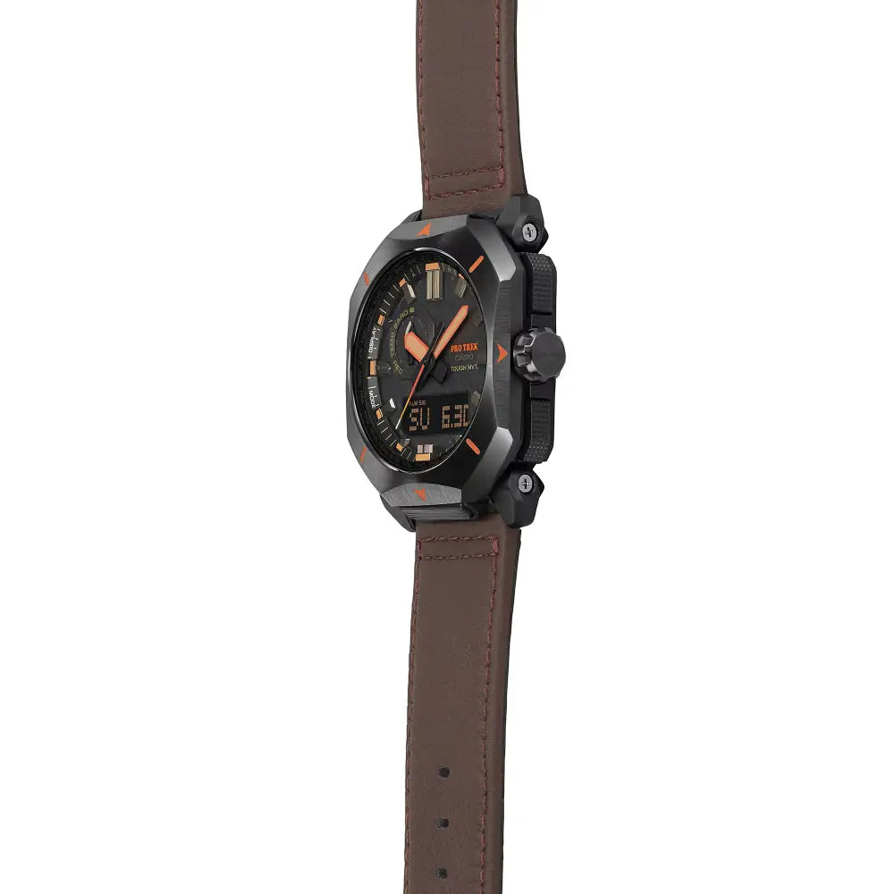 Casio Pro Trek PRW-6900YL-5PR "Bushcraft" Brown Leather Strap 44.8mm Men's Watch
