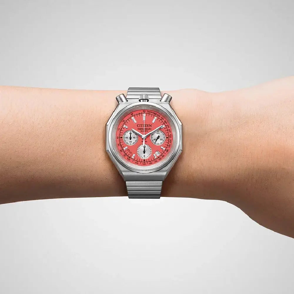 Citizen AN3700-89Z Record Label red dial steel watch