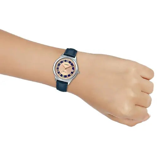 Casio Enticer Ladies Analog LTP-E141L-2A2VDF Rose Gold Dial Leather strap Women's Watch