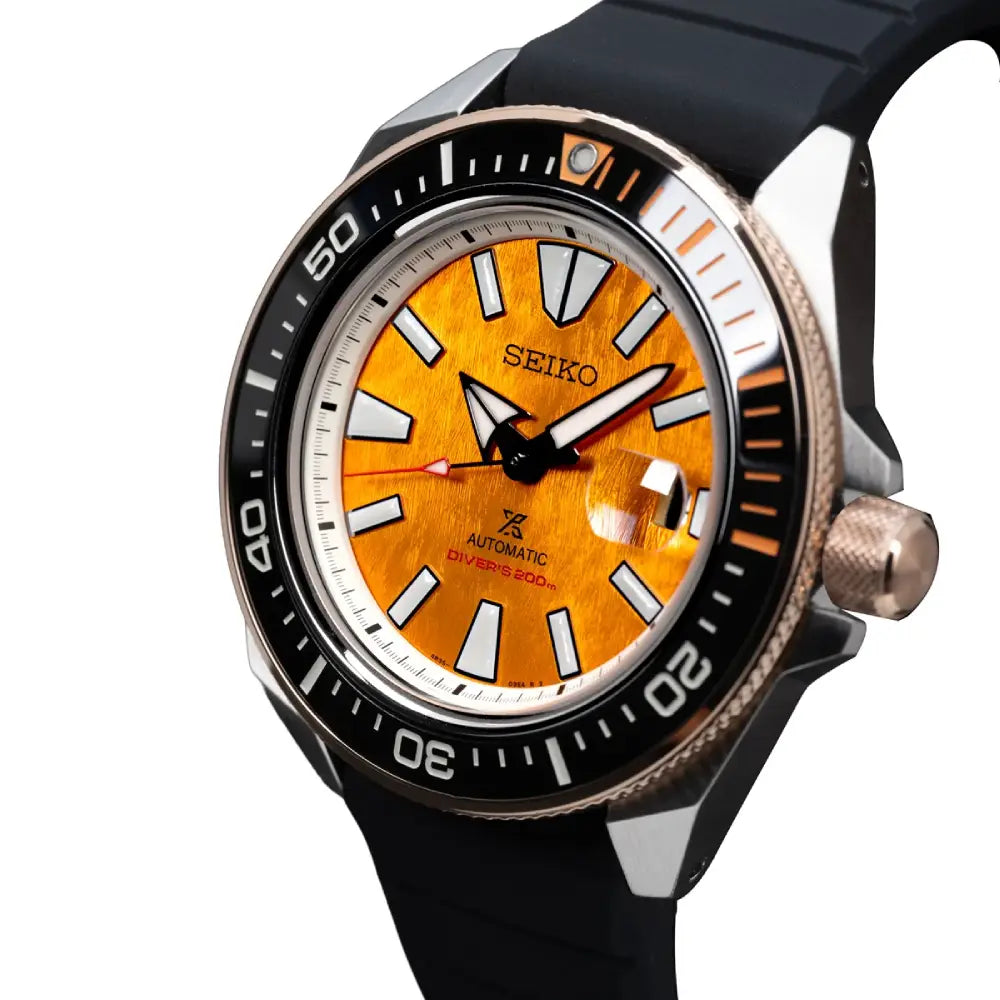 Seiko Prospex HBB005K1 Tiger Limited Edition men’s automatic diver watch with amber dial