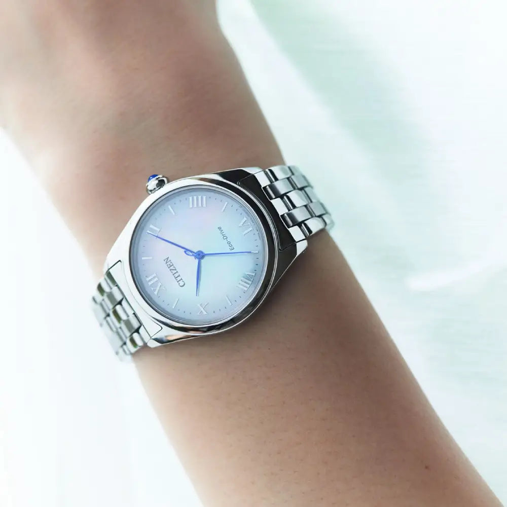 Citizen Eco-Drive EM1140-80D ladies watch elegant mother-of-pearl dial