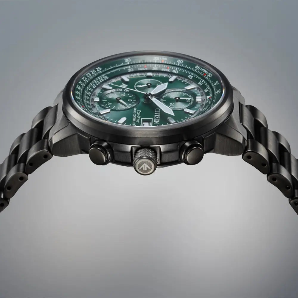 Citizen Promaster Sky Navihawk A-T AT8304-57W Green Dial 41mm Grey Stainless Steel Men's Watch