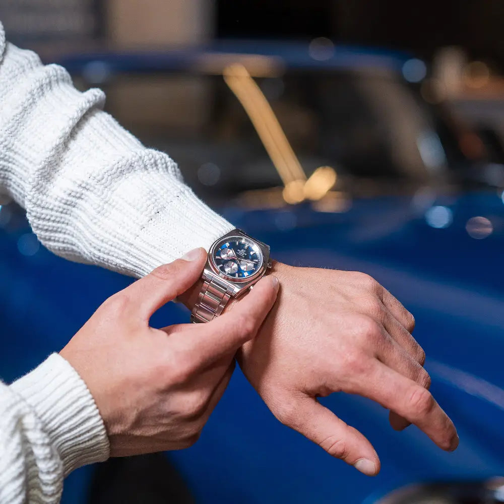 Casio Edifice Standard Chronograph EFB-730D-2AV Blue Dial 40mm Stainless Steel Men's Watch