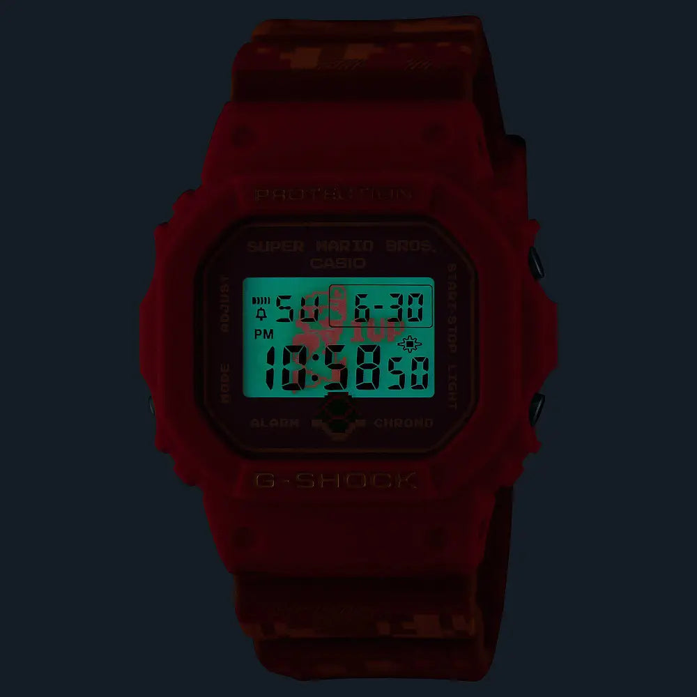 Casio G Shock DW-5600SMB-4 Limited Edition  "Super Mario Bros."  Digital Red Dial Resin Strap Men's Watch