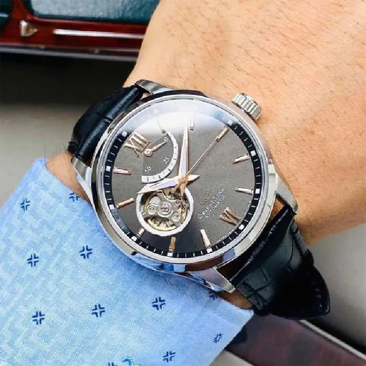 Orient Star RE-AT0007N Automatic Open Heart Black Dial 39.3mm Stainless Steel Men's Watch