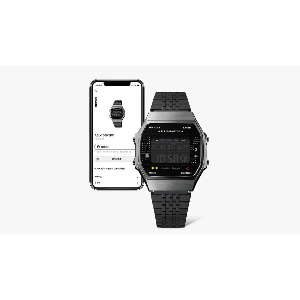Casio Vintage Digital ABL-100WEPC-1BDR Bluetooth PAC-MAN Collaboration Black Dial Stainless Steel Unisex Watch
