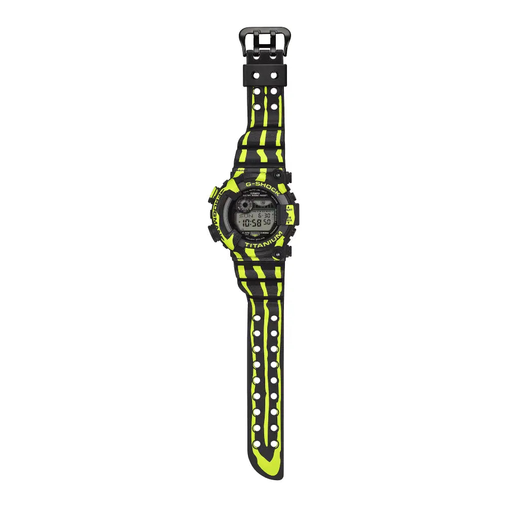 Casio G-Shock GW-8200TPF-1J Sea Frogman black resin band with fluorescent green stripes