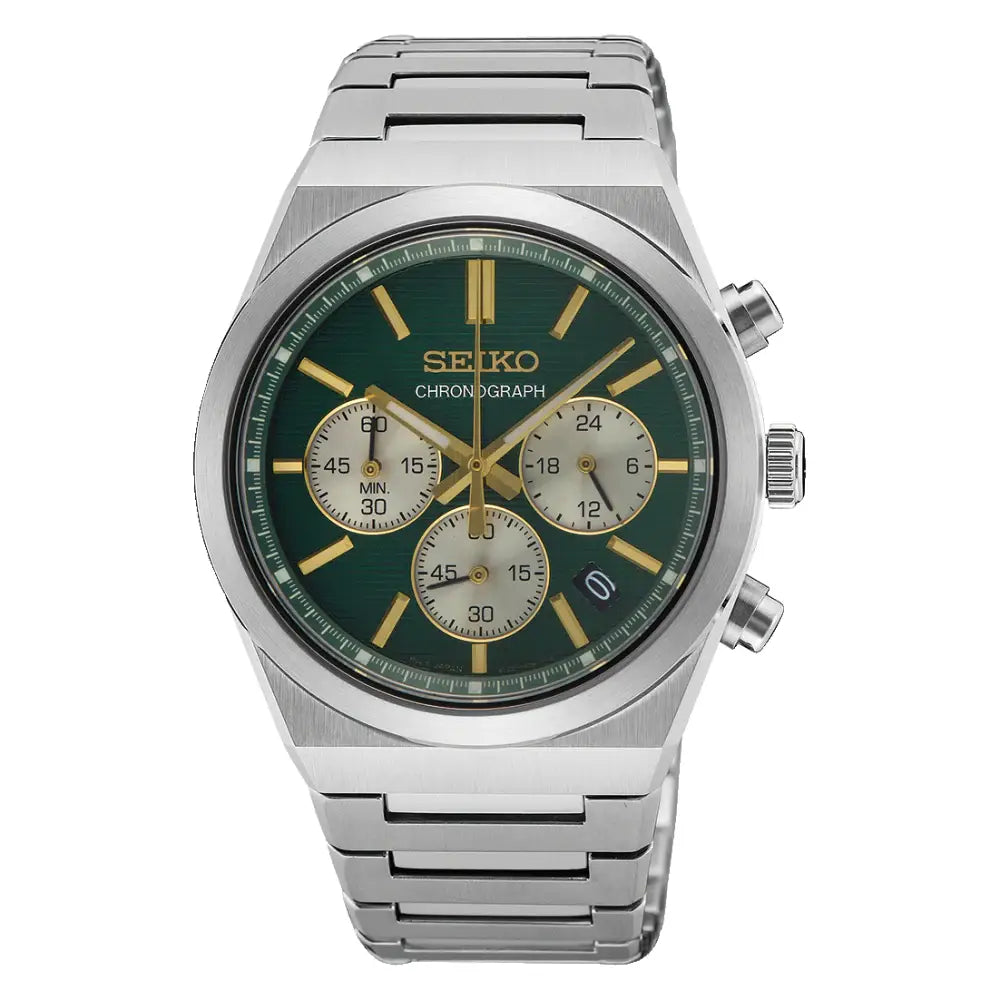 Seiko Chronograph SSB461P1 Quartz Green Dial Stainless Steel Men's Watch
