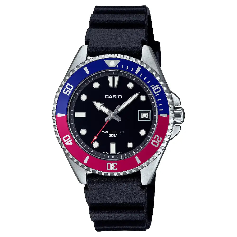 Casio Diver's MDV-10-1A2VDF Analog Black Dial Resin Strap