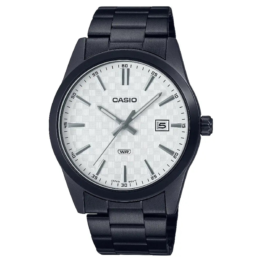 Casio Enticer MTP-VD03B-7AUDFDate Analog White Dial Stainless Steel Men's Watch