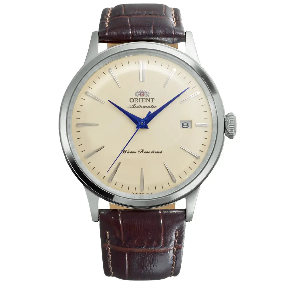 Orient RA-AC0033Y Bambino ivory dial automatic men's watch with leather strap
