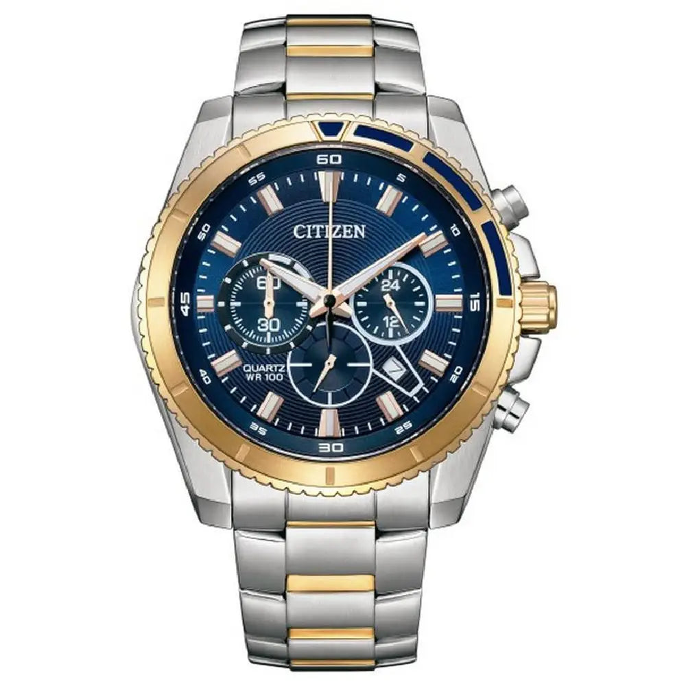 Citizen Quartz Chronograph AN8206-53L Blue Dial 46.4mm Two Tone Stainless Steel Men's Watch
