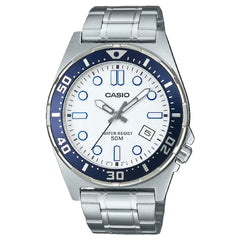 Casio Enticer MTD-135D-7AVDF Analog Diver-Style White Dial 43.6mm Stainless Steel Men's Watch