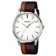 Casio Classic Analog "Perfect Duo" MTP-E133L-5EDF White Dial 38mm Leather Strap Unisex Watch