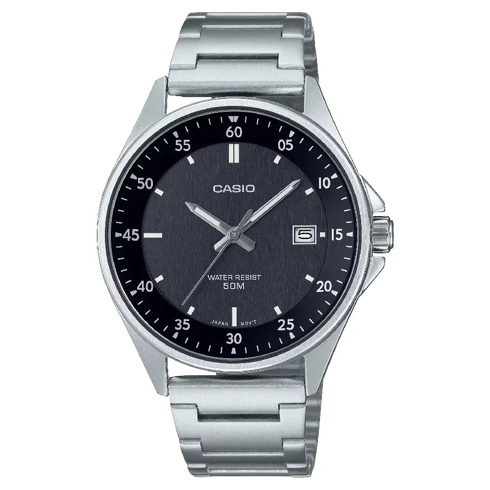Casio Enticer MTP-E705D-1EVDF Date Analog Black Dial Stainless Steel Men's Watch